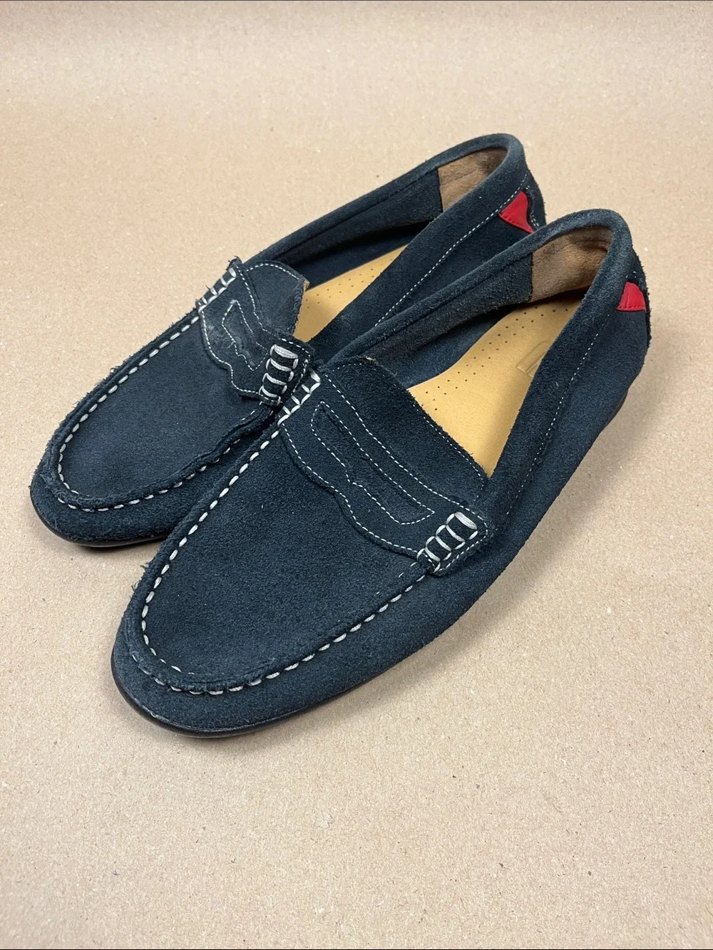 FootJoy Club Casuals Navy Suede Penny Loafers 8.5 Preppy Golf Office Chic Style